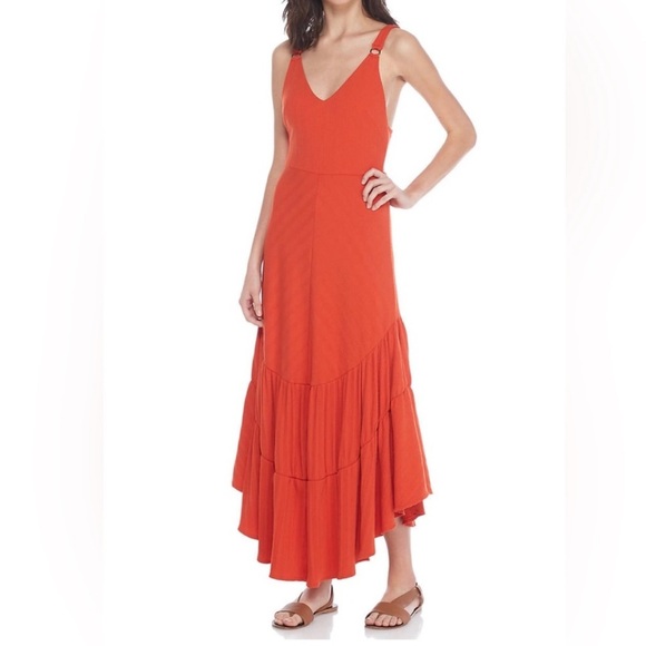 Free People Into You Maxi Dress | Size M | Boho Ruffle Hem V-Neck - Picture 2 of 9